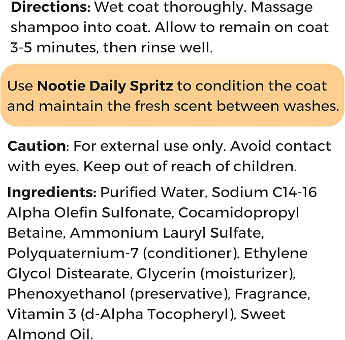 Nootie - Pet Shampoo for Sensitive Skin - Revitalizes Dry Skin & Coat - Natural Ingredients - Gentle Dog Shampoo - Cleans & Conditions,16 oz