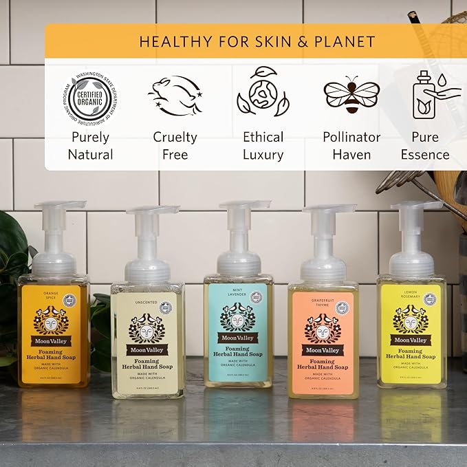 Moon Valley Herbal Foaming Hand Soap, Orange Spice Two Pack, Vegan, Recyclable Bottle