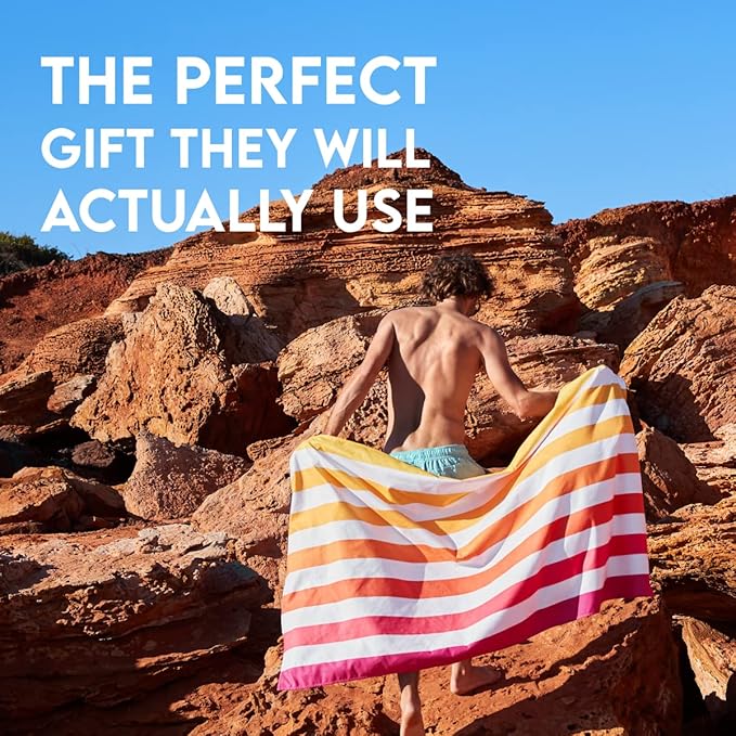 Dock & Bay Beach Towel - Quick Dry, Sand Free - Compact, Lightweight - 100% Recycled - Includes Bag - Summer - Peach Sunrise - Extra Large (200x90cm, 78x35)