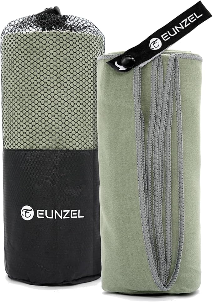 Eunzel Quick Dry Camping Towel, Microfiber Travel Towel Super Absorbent Fast Drying Towel for Camping, Beach, Gym, Backpacking, Yoga & Swimming(30" x 60", Army Green)