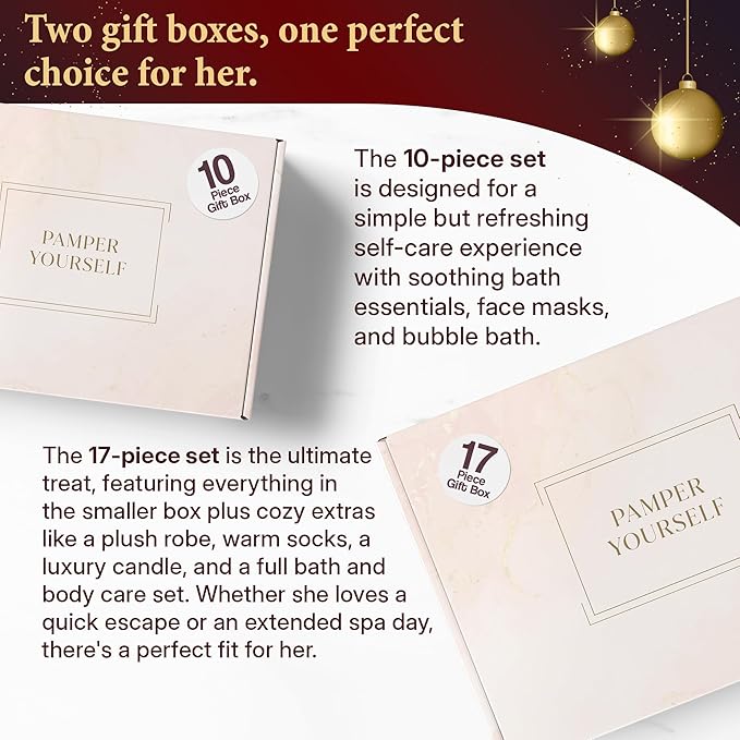 10-Piece Spa Gift Box for Women | Self-Care Set with Eye Mask, Loofa,Bath Bombs,Face Masks,Bubble Bath, Lotion, Body Wash & Bath Salt | Gift for Mom, Grandma, Wife, Bridesmaid or Loved Ones