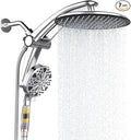 Shower Head with filtered Handheld High Pressure daul Shower Heads with Handheld Spray Combo and 10 Sprays Handheld Shower Head Detachable Shower head Built-in Magnetic Docking and Power Jets Chrome