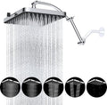 Hibbent Rain Shower Head, 13'' High Pressure Rainfall Square 5 Spray Mode Showerhead with 16" Shower Head Extension Arm, Solid Brass Adjustable Shower Arm Extender, Waterfall fixed Showerheads, Chrome