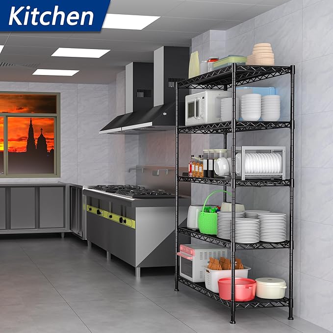REGILLER 5-Wire Shelving Metal Storage Rack Adjustable Shelves,17.7" D×47.3" W×72.3" H Standing Storage Shelf Units for Laundry Bathroom Kitchen Pantry Closet