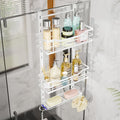 SWTYMIKI Over the Door Shower Caddy - 3 Tier Adjustable Shower Organizer Hanging with Soap Holder, No Drilling Stainless Steel Bathroom Hanging Caddy for Body Wash, Shampoo, Soap, Razor, White
