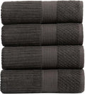 Springtree Home 100% Cotton Bath Towel Set of 4 | Super Soft & Absorbent with Quick-Dry Fibers | 4 Bath Towels | Textured and Durable Cotton | Krista Collection - Black Ink