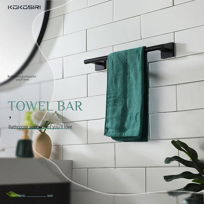 KOKOSIRI Bathroom Towel Bars 12 Inch Towel Ring Matte Black 30CM Hand Towel Holder for Bath Kitchen Wall Stainless Steel B4005BK-L12