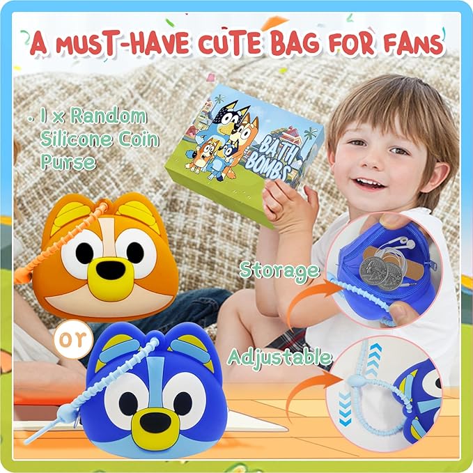 Birthday Gifts Set for Kids: Bath Bombs with Surprise Toy Inside, Bath Slime, Fidget Squishy Toys, Pop Fidget Toys, Silicone Coin Purse, Slap Bracelets, Pencil Sharpener, Relaxing Gift Set for Kids