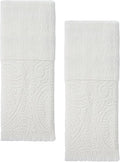 Luxury Decorative Hand Towels Bathroom: 2 Packs 14X30 100% Cotton Turkish Absorbent Soft Face Towel Set for Boho Bathroom Decor Kitchen Hotel Spa Farmhouse Guest Tea Gift (02 Boho White, 14"x30")