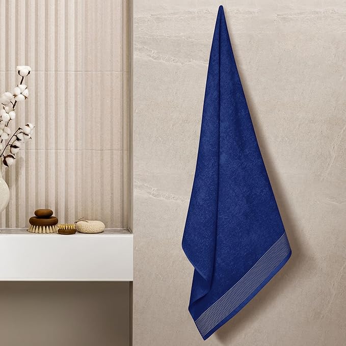 Belizzi Home Ultra Soft 4 Pack Oversized Bath Towel Set 27x54 inches, 100% Cotton Bath Towels, Highly Absorbant Compact Quickdry & Lightweight Towel, Ideal for Gym Travel Camp Pool - Navy Blue