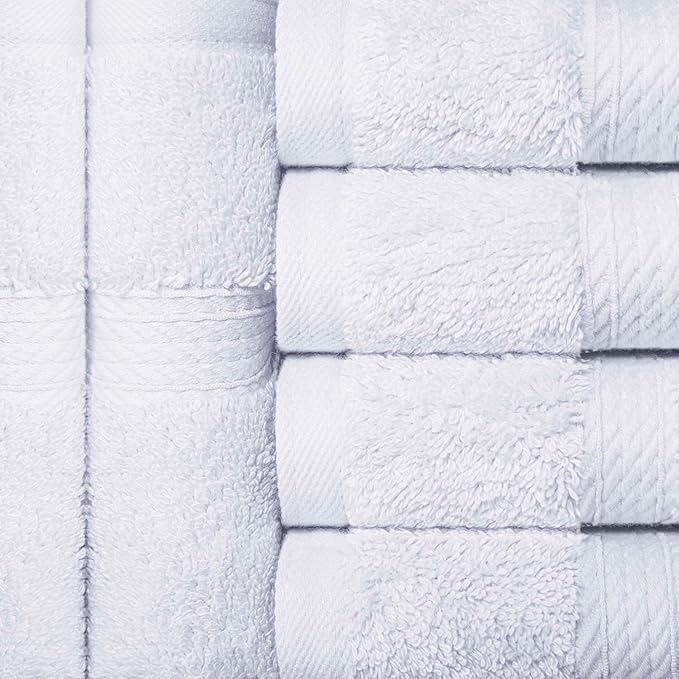 Superior Egyptian Cotton Pile Face Towel/Washcloth Set of 6, Ultra Soft Luxury Towels, Thick Plush Essentials, Absorbent Heavyweight, Guest Bath, Hotel, Spa, Home Bathroom, Shower Basics, White