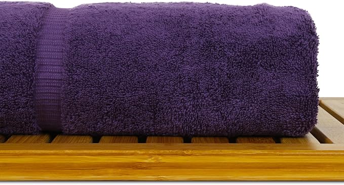 Luxury Hotel & Spa Collection Highly Absorbent, Quick Dry 100% Turkish Cotton 700 GSM, Eco Friendly Towel, for Bathroom Dobby Border Soft Bath Towel Set 27 X 54 -Plum, Bath Towels - Set of 4