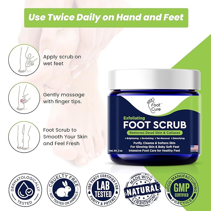 Exfoliating Foot Scrub with Pumice Stone powder - Gentle Moisturizing Foot Scrub for Dry Skin - Cracked Heel Repair for Smooth, Soft Feet - Pedicure Foot Spa 1 Pack