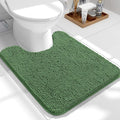 OLANLY Toilet Rugs U-Shaped 24x20, Extra Soft Absorbent Chenille Contour Bathroom Rugs for Toilet, Dry Quickly, Machine Washable, Non-Slip Bath Mat, Olive Green