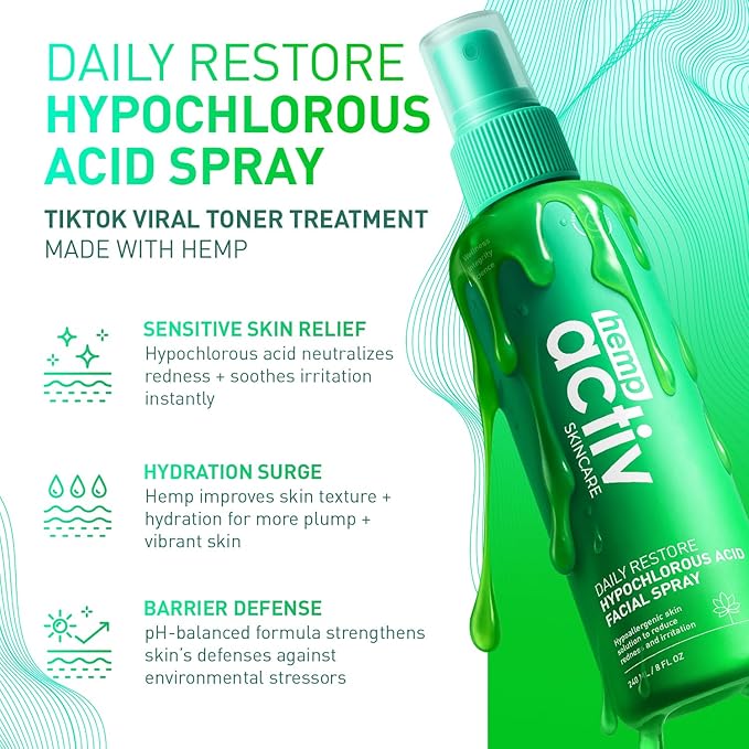 Hypochlorous Acid Spray for Face & Skin – Post-Workout Gentle HOCL Facial Cleanser for All Skin Types – After Workout Face Spray, Body Mist – Hydrating, Soothing & Calming Skincare – 8 Fl Oz