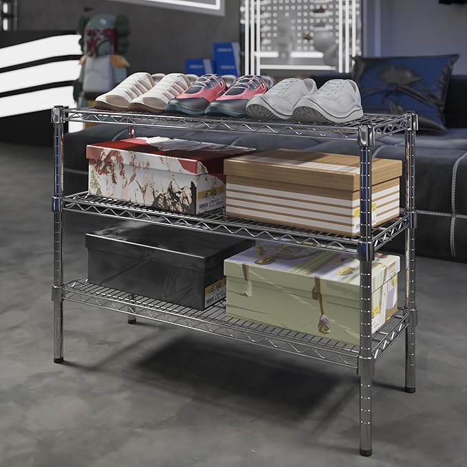 14" Deep x 36" Wide x 27" Height Wire Shelving Kit | 3-Tier | NSF Commercial Storage Rack Unit
