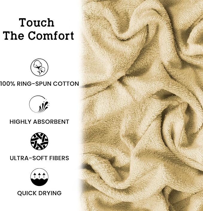 Casa Lino Linen Brown Bath Towels Set of 4 (54" x 27") - Large Bathroom Towel Set - 100% Cotton Towels for Bathroom - Highly Absorbent & Quick Dry Bath Towel Multipack - New Apartment Essentials