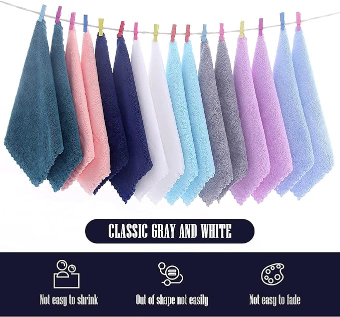 16 Pack Baby Washcloths burp cloths - 20" x 10" - Luxury Multicolor Coral Fleece - Extra Absorbent and Soft Wash Clothes for Newborns, Infants and Toddlers - Suitable for Sensitive Skin and New Born