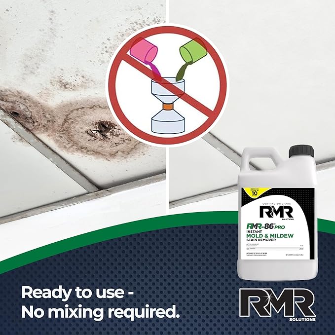 RMR-86 Pro Instant Mold Stain & Mildew Stain Remover - Contractor Grade Cleaning Solution, Professional Quality Formula, Odor Removal, 2.5 Gallon, 2 Pack