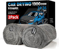 2 Pack XL Car Drying Towel – 1300GSM Ultra Absorbent Microfiber, 24"x36" Large Size, Twisted Loop, Lint-Free & Streak-Free for Auto Detailing, Car, SUV, Truck (Gray-Gray)