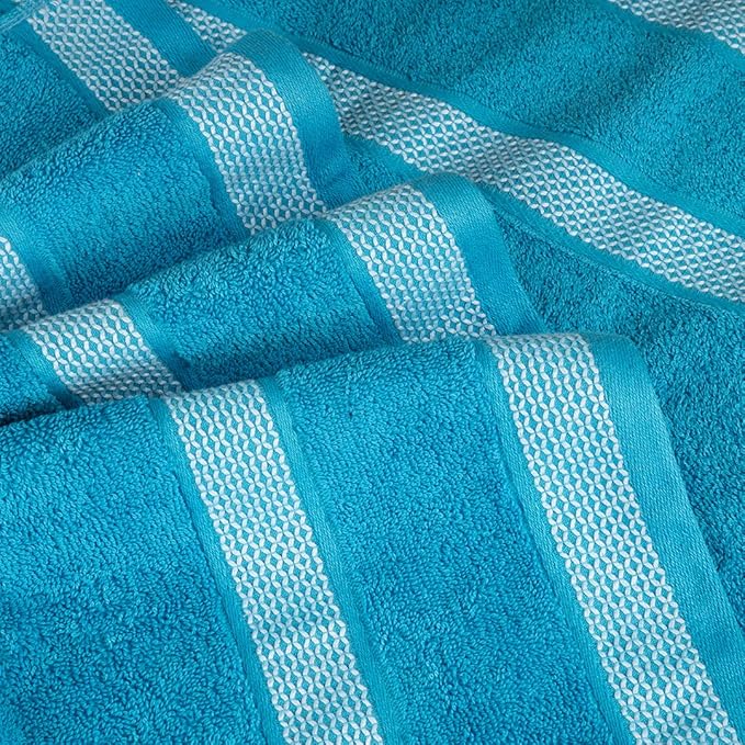 CASA COPENHAGEN Solitaire Mix 6 Pieces Towel Set- Grey Violet + Teal, 600 GSM 2Bath Towel 2Hand Towel 2Washcloth, Designed in Denmark Made of Soft Egyptian Cotton for Bathroom, Kitchen & Shower