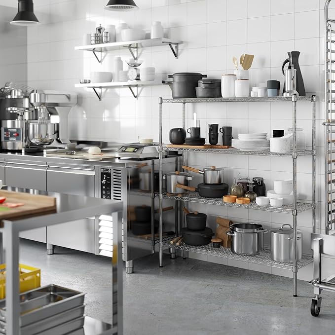 14" Deep x 48" Wide x 54" Height Wire Shelving Kit | 4-Tier | NSF Commercial Storage Rack Unit