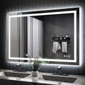 ISKM 48'' x 32'' LED Mirror for Bathroom Lighted Vanity Mirror for Wall Front Lights + Backlit LED Bathroom Mirror Anti-Fog Tempered Glass ETL Listed