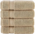 NOVA Luxury Linen - Hotel Quality Turkish Towel Set for Bathroom (4 Pcs Washcloth Set, Warmsand Beige)