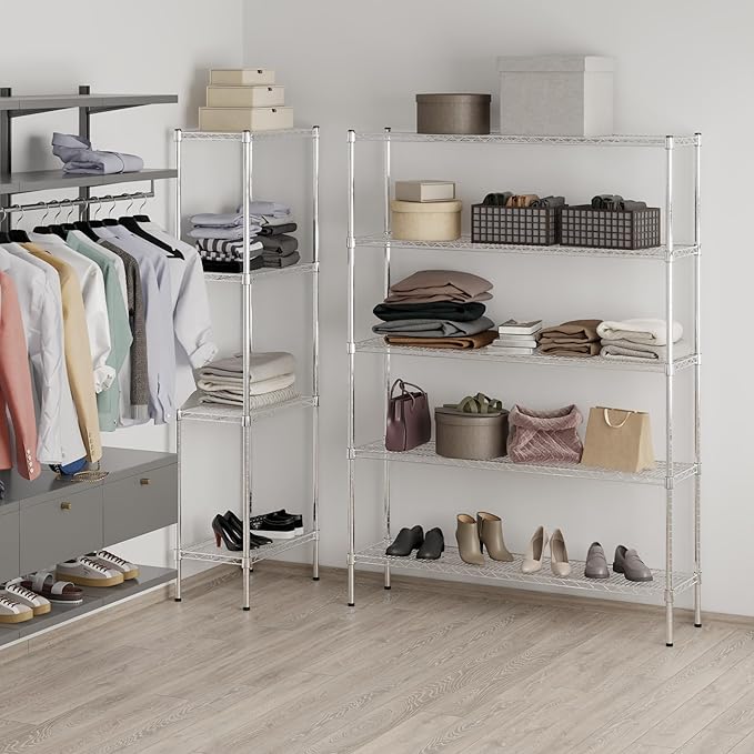 14" Deep x 54" Wide x 74" Height Wire Shelving Kit | 5-Tier | NSF Commercial Storage Rack Unit