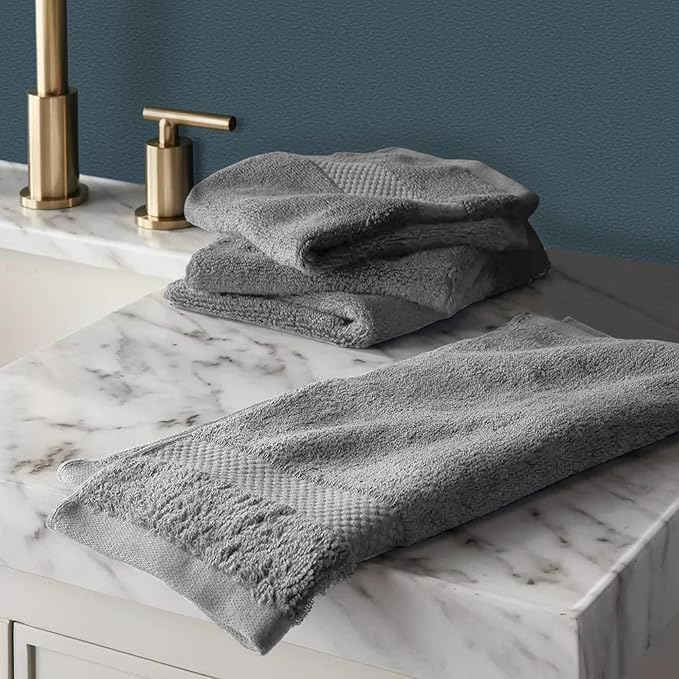 Delara 100% Organic Cotton Towels 650 GSM Plush Feather Touch Quick Dry Wash Cloth, Pack of 12 GOTS Certified, Oeko-Tex Green Certified, Organic Cotton Wash Cloth, 13"X13"
