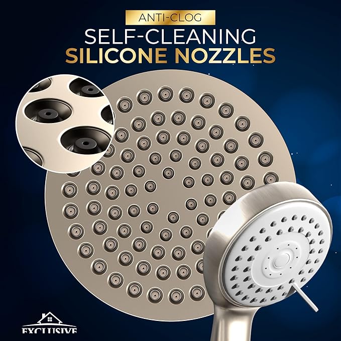 Shower Head With Handheld Combo, 6 Inch High Pressure Rainfall Showerhead With Hand Held 70 Inch Hose for Bath - Adjustable Swivel Shower Head Spray Anti-leak Nozzles - Universal Fit