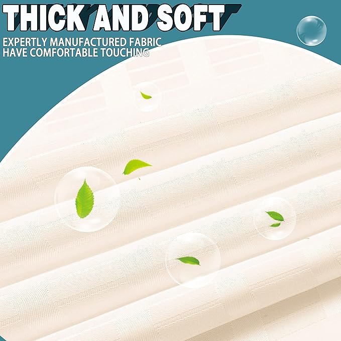 Conbo Mio No Hook Shower Curtain with Snap in Liner Set, Hotel Luxury Beige Shower Curtains for Bathroom with See Through Top Window, Waterproof, Washable 71W x 74H