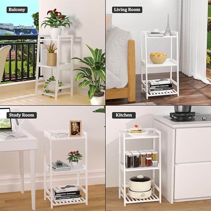 3 Tier Bamboo Bathroom Shelves, Ladder Shelf for Storage, Rustic Home Organizer, Space-Saving Design, Stylish Display Nightstand, Stylish Storage Solution for Home, Living Room, Kitchen