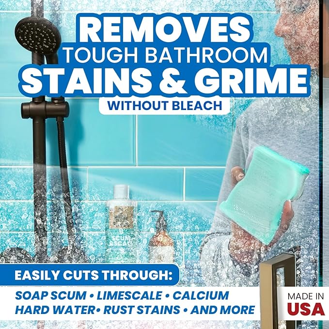 Uncle Todd's Scum & Scale Bathroom Cleaner Hard Water Stain & Soap Scum Remover – Bleach-Free, Heavy Duty Calcium Lime Rust Cleaner for Shower, Glass, Toilet, Tub & Sink – 16oz