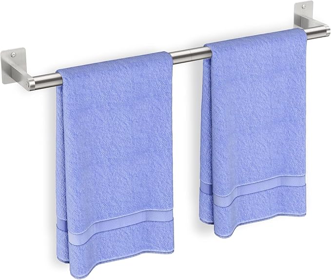 Bathroom Towel Bar, 24 Inch Towel Racks for Bathroom Wall Mounted, Heavy Duty Bath Hand Towel Holder Organizer, Modern Home Decor Towel Rod Bathroom Hardware Accessories, Brushed Silver