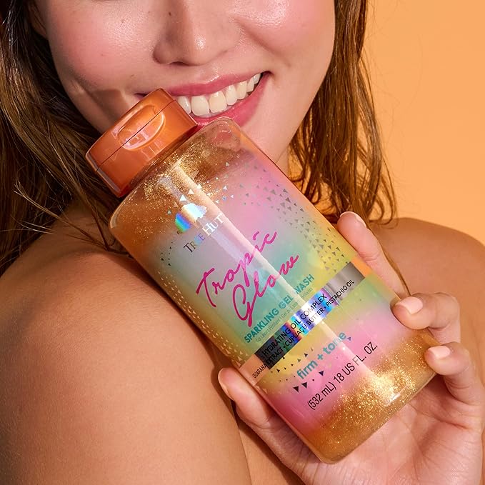 Tree Hut Tropic Glow Sparkling Gel Wash, Moisturizing & Hydrating Body Wash with Shea Butter, Warm Scent, Soft & Radiant Skin, Holiday Gift & Stocking Stuffer, 18 fl oz