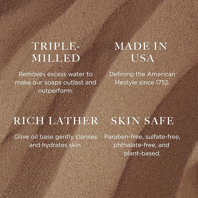 Caswell-Massey Triple Milled Heritage Woodgrain Sandalwood Three-Soap Set, Scented & Moisturizing Bath Soap, Made In The USA, 3 Count (Pack of 1)