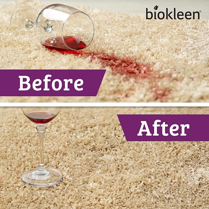Biokleen Bac-Out Enzymatic Stain & Odor Remover for Carpet - Removes Stains and odors caused by dirt, pet accidents, wine, food, smoke - 2 Pack 32 oz w/Micro Cleaning Towel