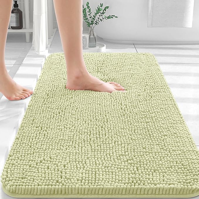 OLANLY Bathroom Rugs 36x24, Extra Soft Absorbent Chenille Bath Rugs, Rubber Backing Quick Dry, Machine Washable Bath Mats for Bathroom Floor, Tub and Shower, Home Decor Accessories, Vanilla