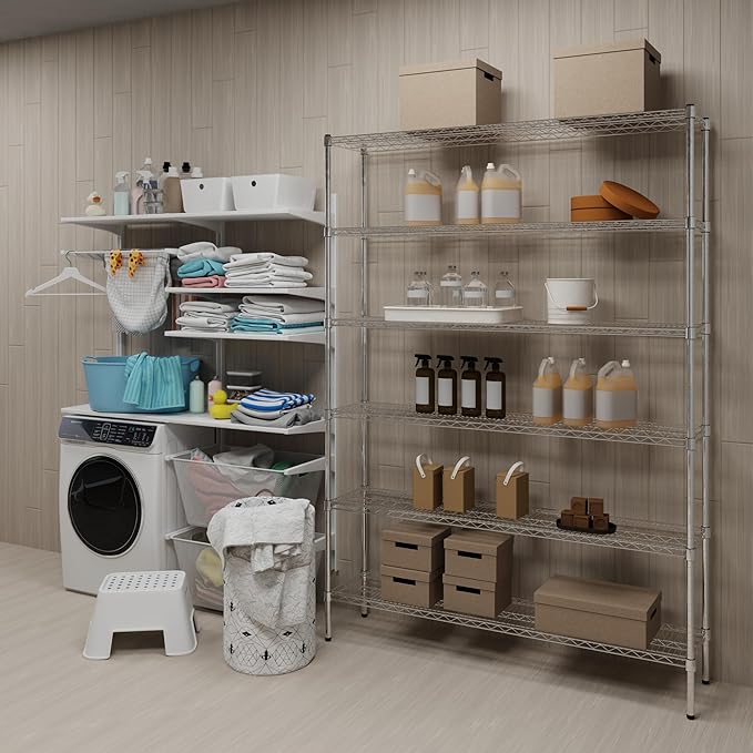 14" Deep x 60" Wide x 74" Height Wire Shelving Kit | 6-Tier | NSF Commercial Storage Rack Unit
