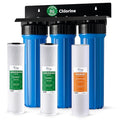 iSpring Whole House Water Filter System, Highly Reduces Sediment, Taste, Odor, and up to 99% Chlorine, 3-Stage w/ 20-Inch Sediment and Carbon Block Filters, Model: WGB32B, 1" Inlet/Outlet