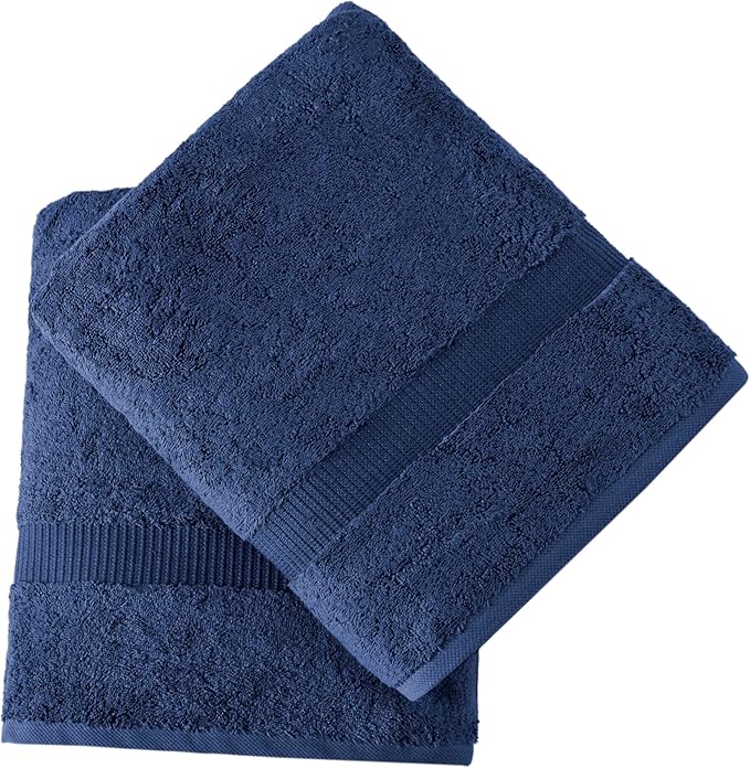 SALBAKOS 100% Turkish Cotton Extra Large Bath Sheet Set of 2 35x70 inch | Heirloom Quality | Hotel & Spa Collection | Soft, Absorbent Oversize Bath Towels | Made in Turkey (Navy, 2 Bath Sheets)