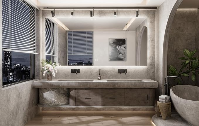 TETOTE 84 x 40 Inch LED Backlit Bathroom Mirror with Lights,Anti-Fog Lighted Mirror,Dimmable,Vanity Mirror,Wall Mounted