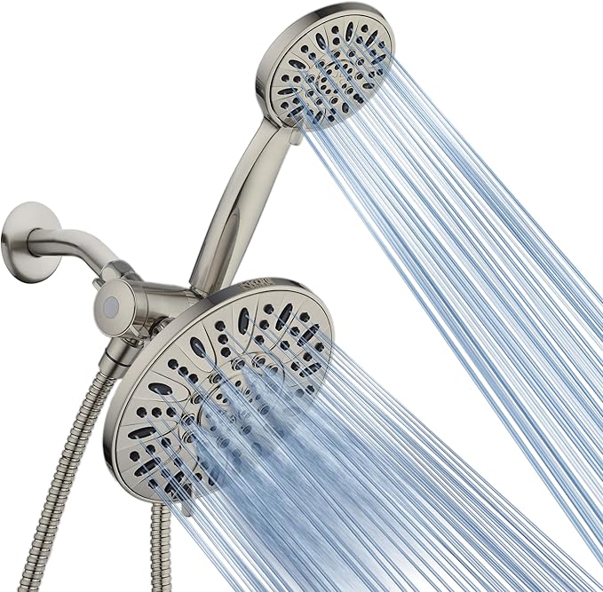 AquaDance for California - 7" Premium High Pressure 3-Way Rainfall Combo for Best of Both Worlds - Enjoy Luxury 6-Setting Rain Showerhead and Hand Held Shower Separately or Together - Nickel Finish