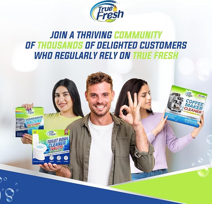 True Fresh Toilet Bowl Cleaner Tablets 26 Pack – Deodorizer & Septic Safe – Deep Cleaning, Odor Eliminator, Stain Remover for Long-Lasting Freshness – Fresh Ocean Scent