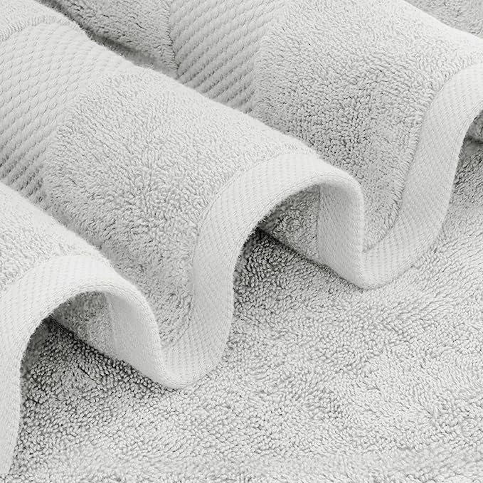 White Classic Luxury Soft Bath Sheet Towels - 650 GSM Cotton Luxury Bath Towels Extra Large 35x70 | Highly Absorbent and Quick Dry | Hotel Collection Extra Large Bath Towels Oversized, Silver, 2 Pack