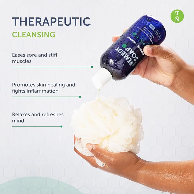Truremedy Naturals Eucalyptus Rosemary Body Wash - Therapeutic and Relaxing Body Wash for Men and Women - Hydrating and Soothing Shower Gel - Organic Eucalyptus, Rosemary, Jojoba, Aloe - 12oz