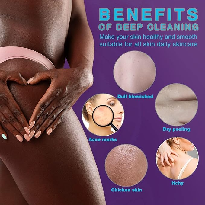 UJFQBH 3 Pieces African Bath Sponge African Net Long Net Bath Sponge Exfoliating Shower Body Scrubber Back Scrubber Skin Smoother,Great for Daily Use (Purple,Blue,Off-White)