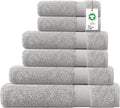 Delara 100% Organic Cotton Towels 650 GSM Plush Feather Touch Quick Dry Towel, 6-Piece Towel Set GOTS Certified, Oeko-Tex Green Certified, 1 Bath Towel, 1 Bath Sheet, 2 Hand Towels & 2 Wash Cloths
