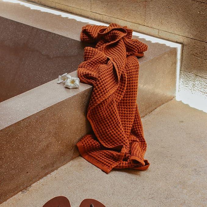 sea me at home Waffle Bath Sheet 100% Turkish Cotton - Large Bath Towel (34x67 Inches) Luxurious Spa Towel for Bath, Beach, or Pool Time